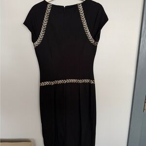 Cache Black Mini Dress with Gold Detailing